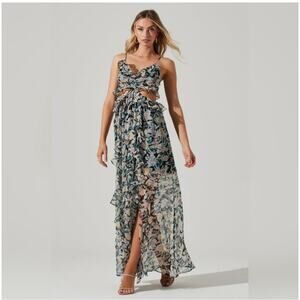 chinese dress ladies 21SIX Aurelia Silk Satin Flared Maxi Dress